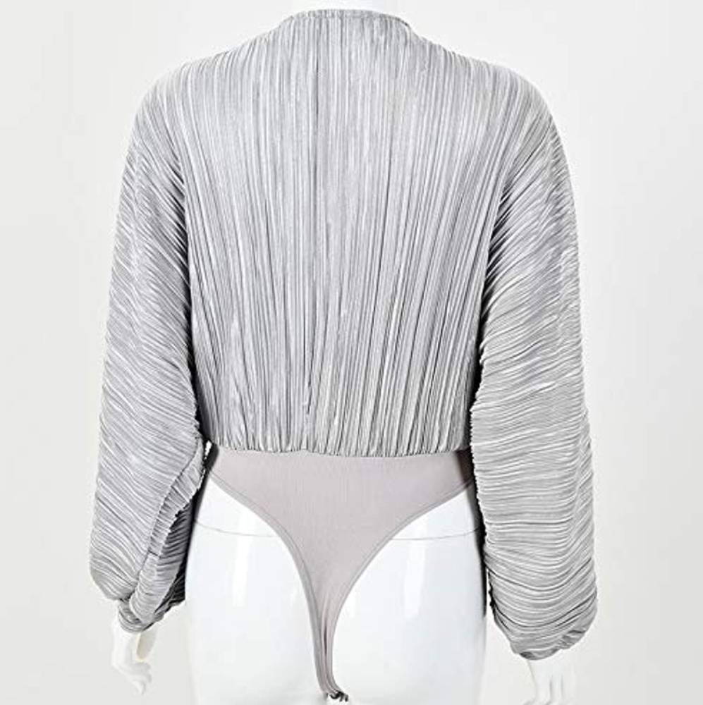 HP! New Gorgeous pleated Bodycon Bodysuit blouse - Picture 7 of 8
